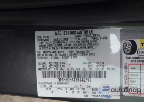 2011 Ford Fusion Se from USA, damaged, VIN 3FAHP0HA4BR146793